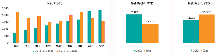 Executive Dashboard Current Vs Previous Year Net Profit