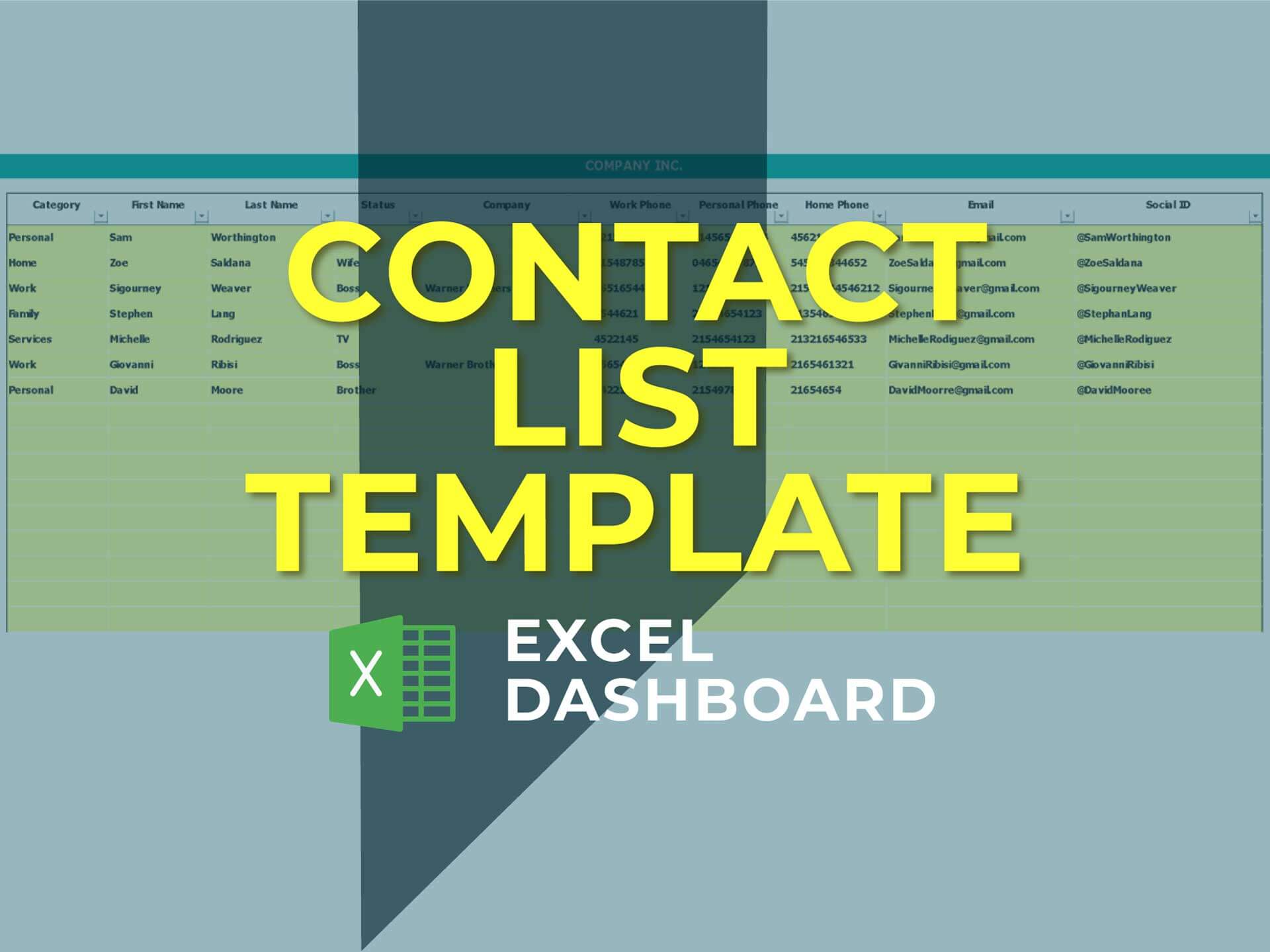 Contact List Template Dashboard